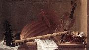 HUILLIOT, Pierre Nicolas Still-Life of Musical Instruments sf oil on canvas